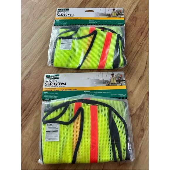 MSA Safety Works High Visibility Vest  Reflective One Size Fits Most 2x hiking - Picture 1 of 3